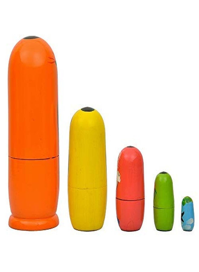 Toolart Set of 5 Wooden Russian Nesting Dolls - Matryoshka Stacking Nested Wood Dolls (Shiv Parivar) - Image 3